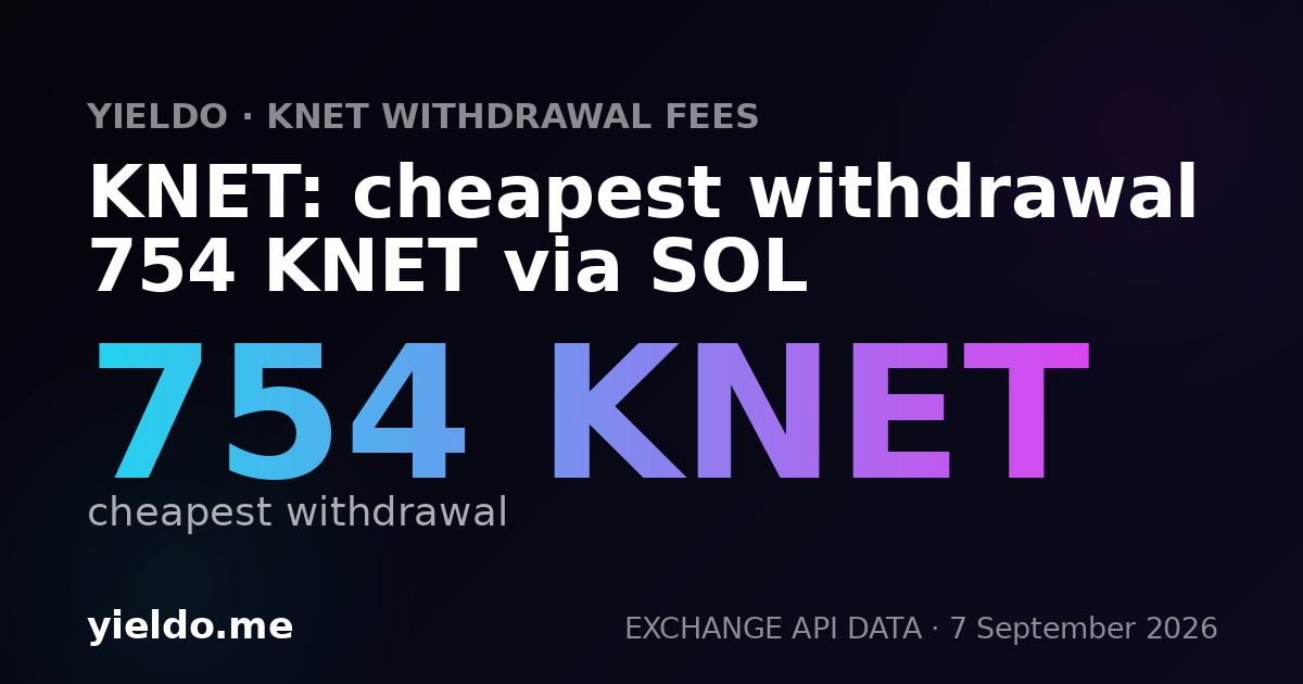 KNET: cheapest withdrawal 754 KNET via SOL