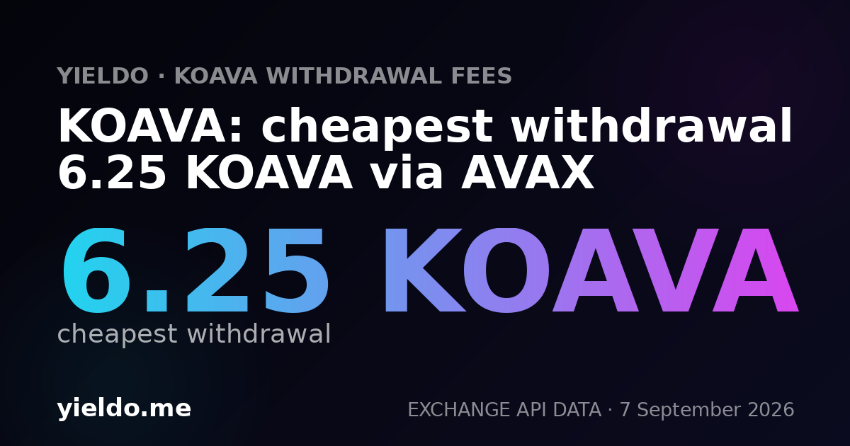 KOAVA: cheapest withdrawal 6.25 KOAVA via AVAX