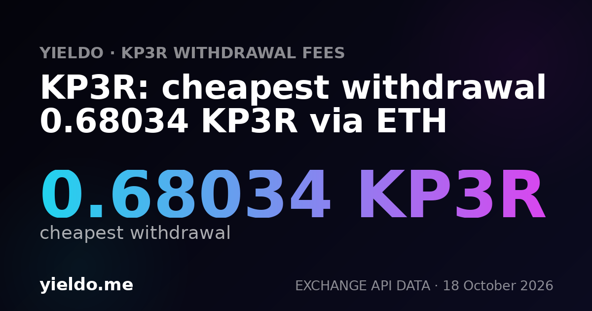KP3R: cheapest withdrawal 0.73605 KP3R via ETH