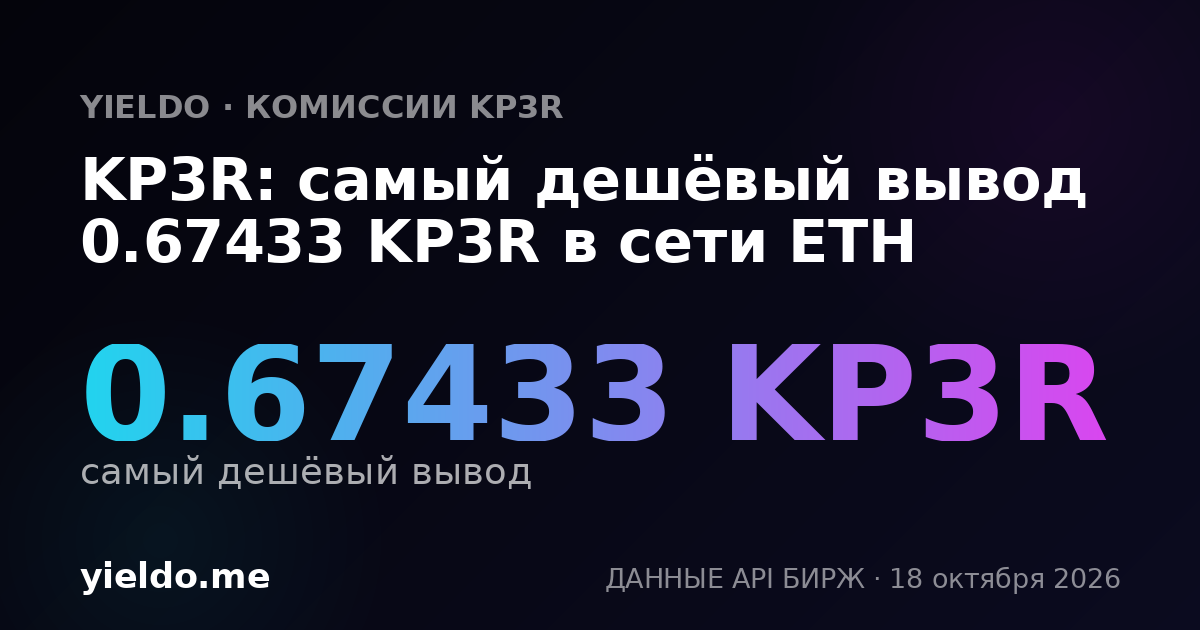 KP3R: самый дешёвый вывод 0.6737 KP3R в сети ETH