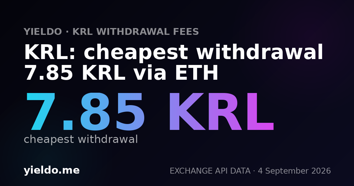 KRL: cheapest withdrawal 7.85 KRL via ETH