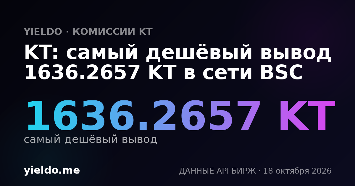 KT: самый дешёвый вывод 1636.2657 KT в сети BSC