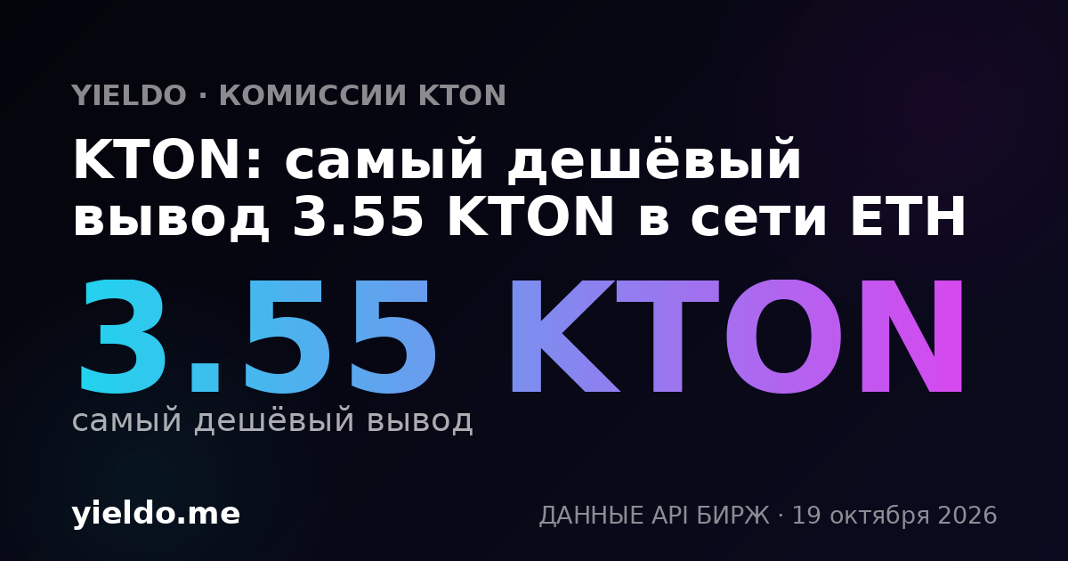 KTON: самый дешёвый вывод 3.55 KTON в сети ETH