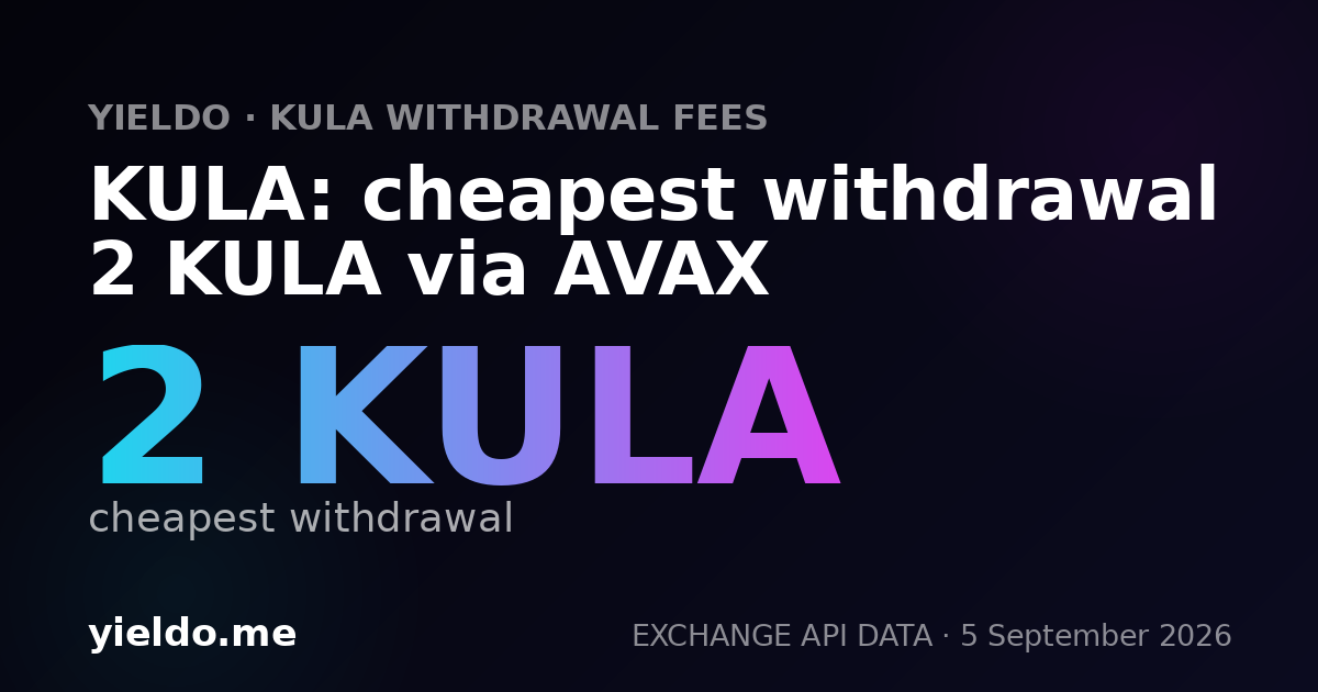 KULA: cheapest withdrawal 2 KULA via AVAX