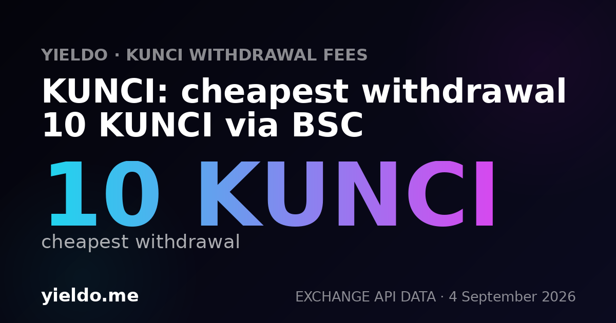 KUNCI: cheapest withdrawal 10 KUNCI via BSC