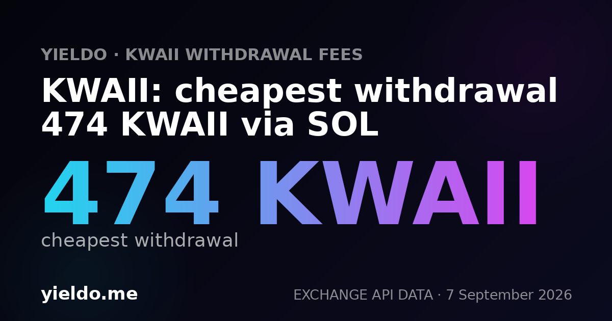 KWAII: cheapest withdrawal 474 KWAII via SOL
