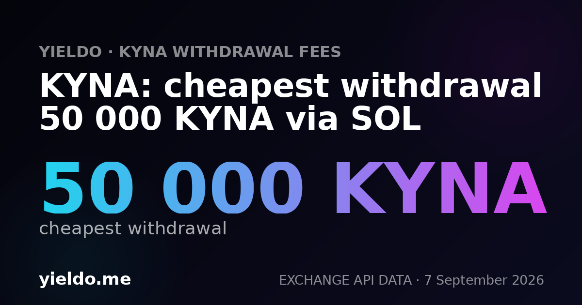 KYNA: cheapest withdrawal 50 000 KYNA via SOL