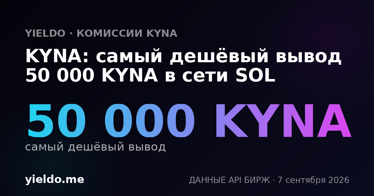 KYNA: самый дешёвый вывод 50 000 KYNA в сети SOL