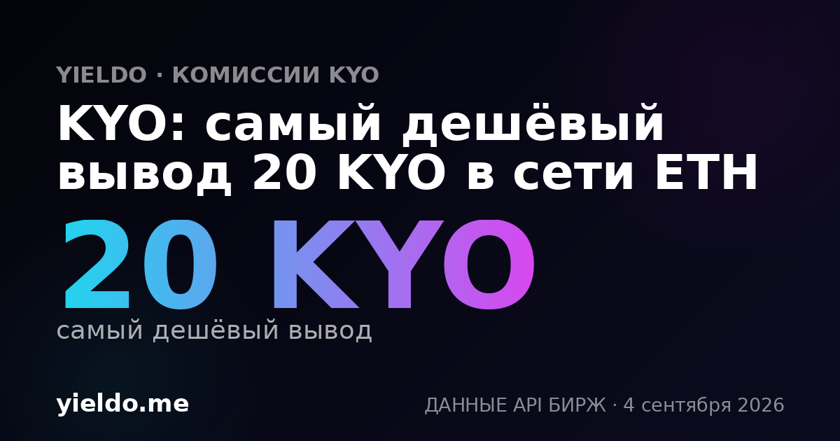 KYO: самый дешёвый вывод 20 KYO в сети ETH