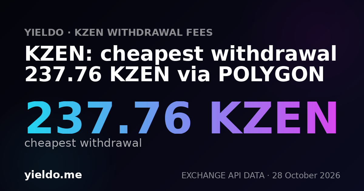 KZEN: cheapest withdrawal 237.76 KZEN via POLYGON