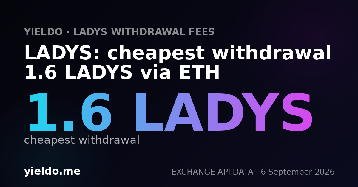 LADYS: cheapest withdrawal 1.6 LADYS via ETH