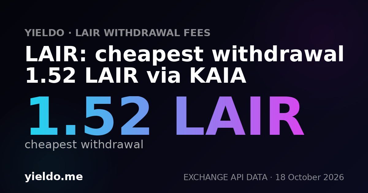 LAIR: cheapest withdrawal 1.52 LAIR via KAIA