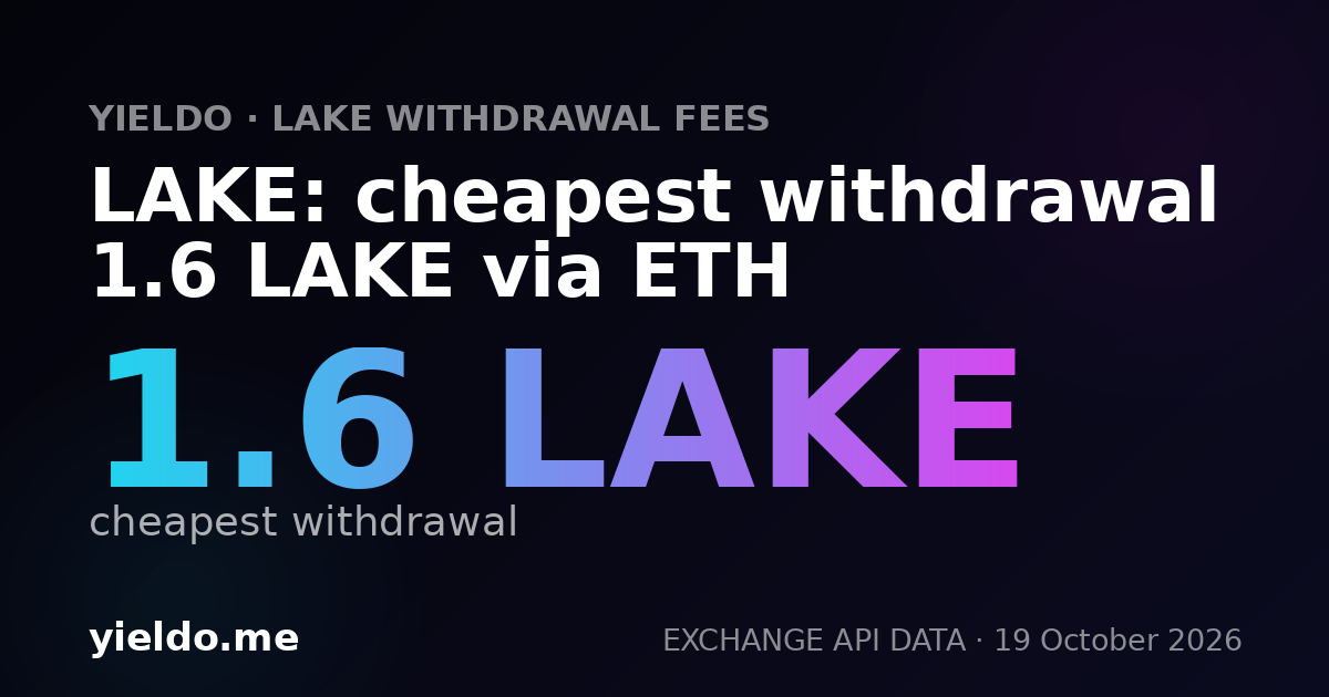 LAKE: cheapest withdrawal 1.6 LAKE via ETH