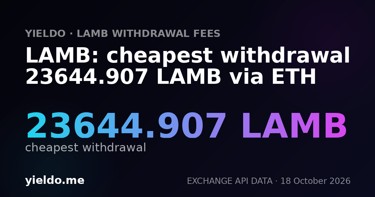 LAMB: cheapest withdrawal 23644.907 LAMB via ETH