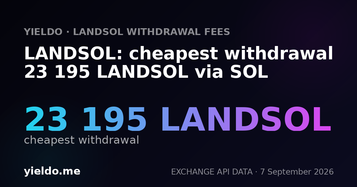 LANDSOL: cheapest withdrawal 23 195 LANDSOL via SOL