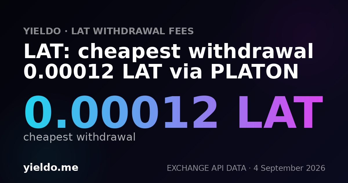 LAT: cheapest withdrawal 0.00017 LAT via PLATON