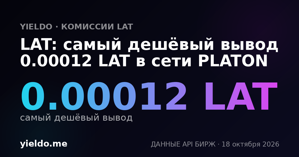 LAT: самый дешёвый вывод 0.00012 LAT в сети PLATON