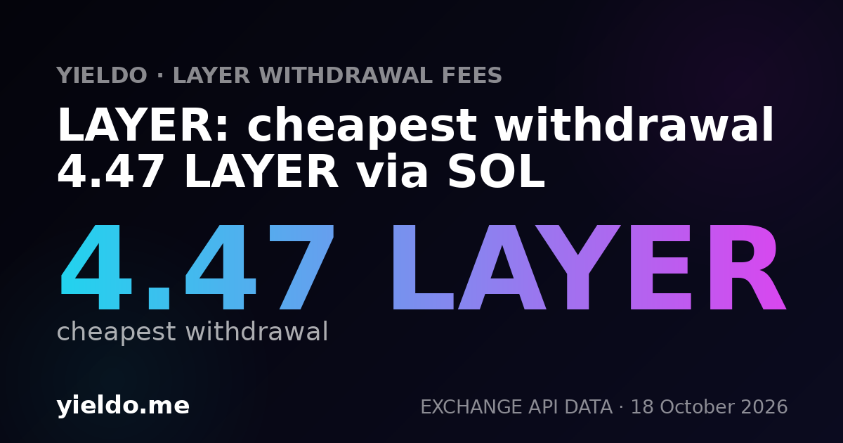 LAYER: cheapest withdrawal 4.51 LAYER via SOL