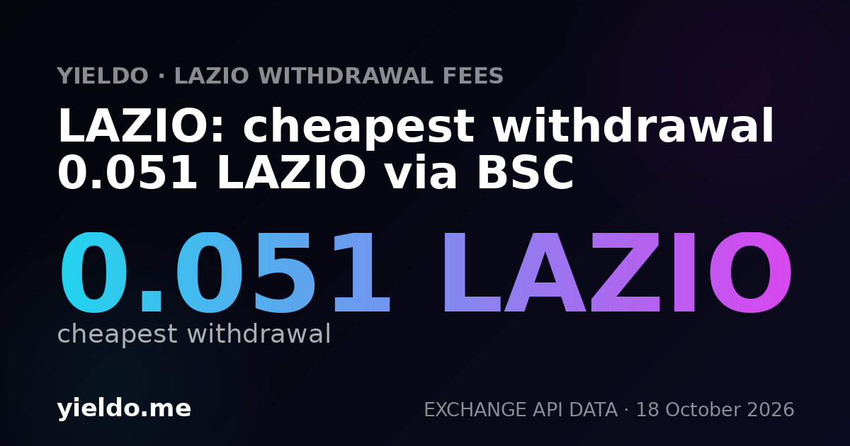 LAZIO: cheapest withdrawal 0.051 LAZIO via BSC