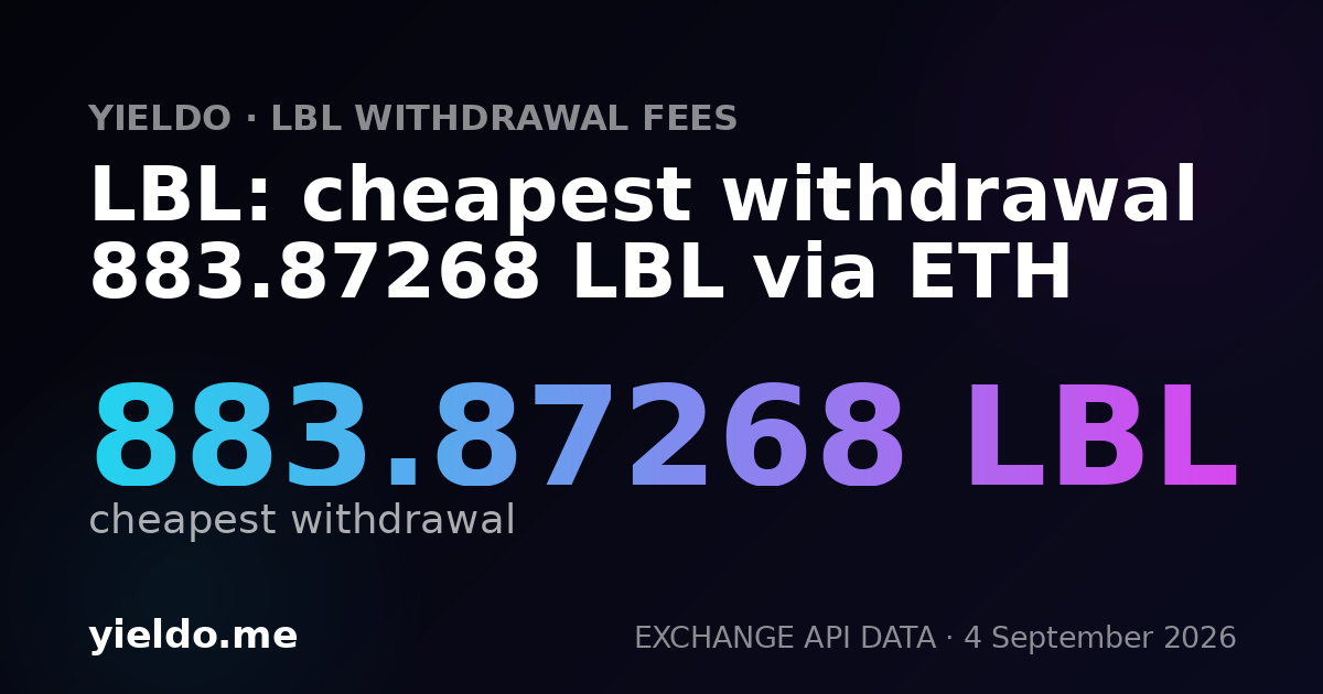 LBL: cheapest withdrawal 883.87268 LBL via ETH