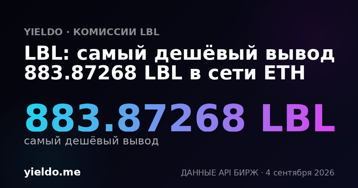 LBL: самый дешёвый вывод 883.87268 LBL в сети ETH