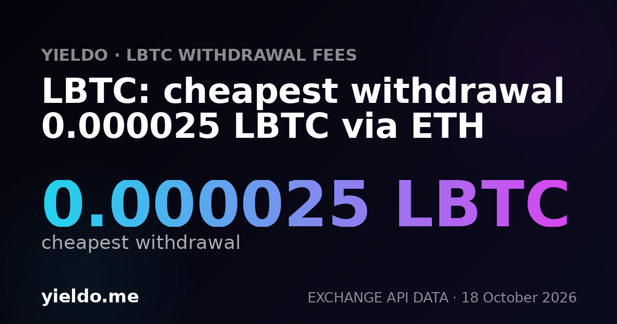 LBTC: cheapest withdrawal 0.000025 LBTC via ETH
