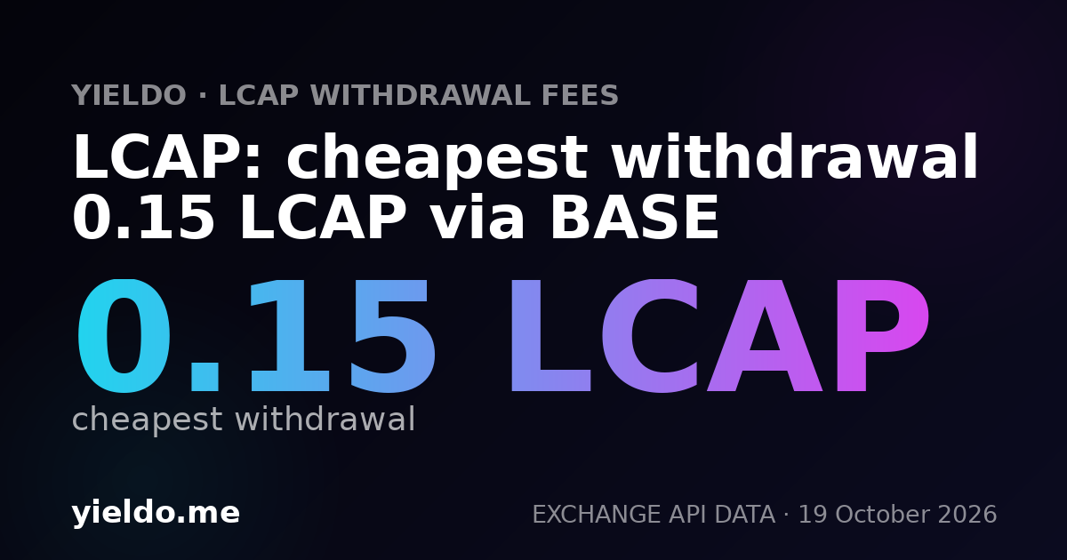 LCAP: cheapest withdrawal 0.15 LCAP via BASE