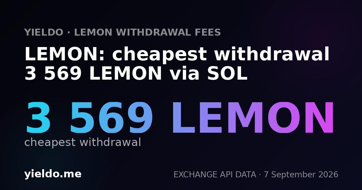 LEMON: cheapest withdrawal 3 569 LEMON via SOL