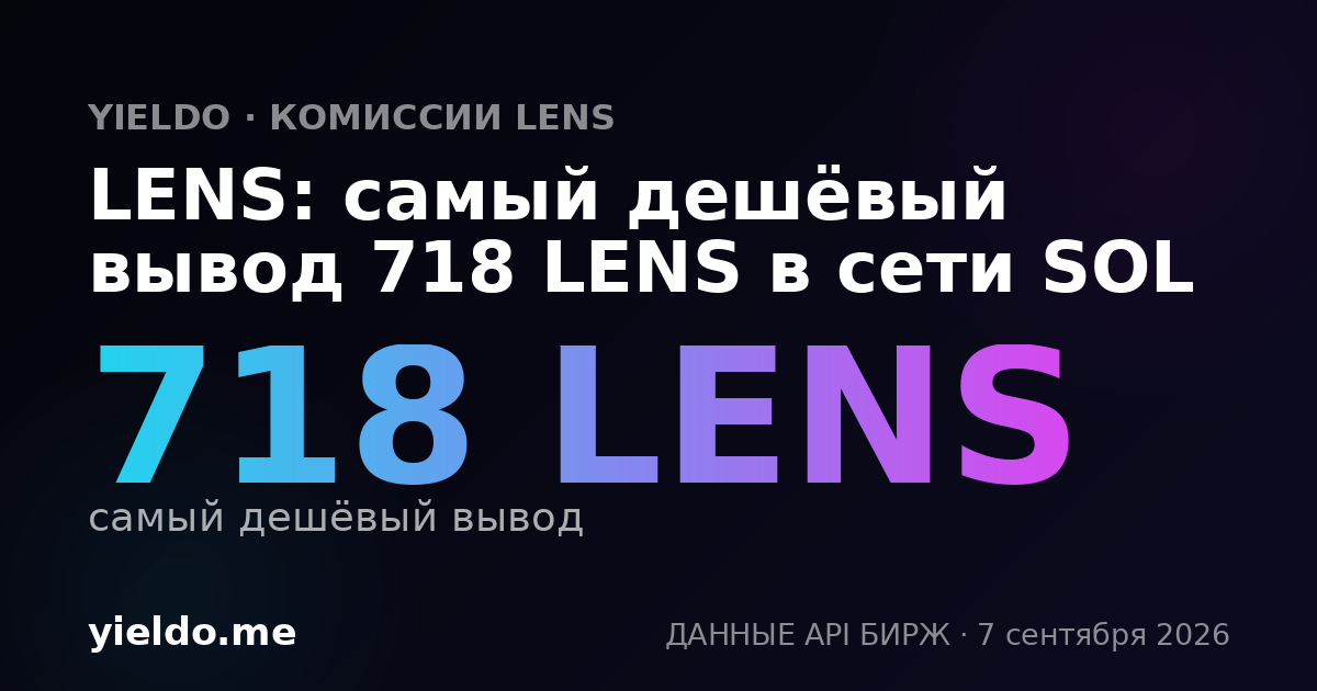 LENS: самый дешёвый вывод 718 LENS в сети SOL