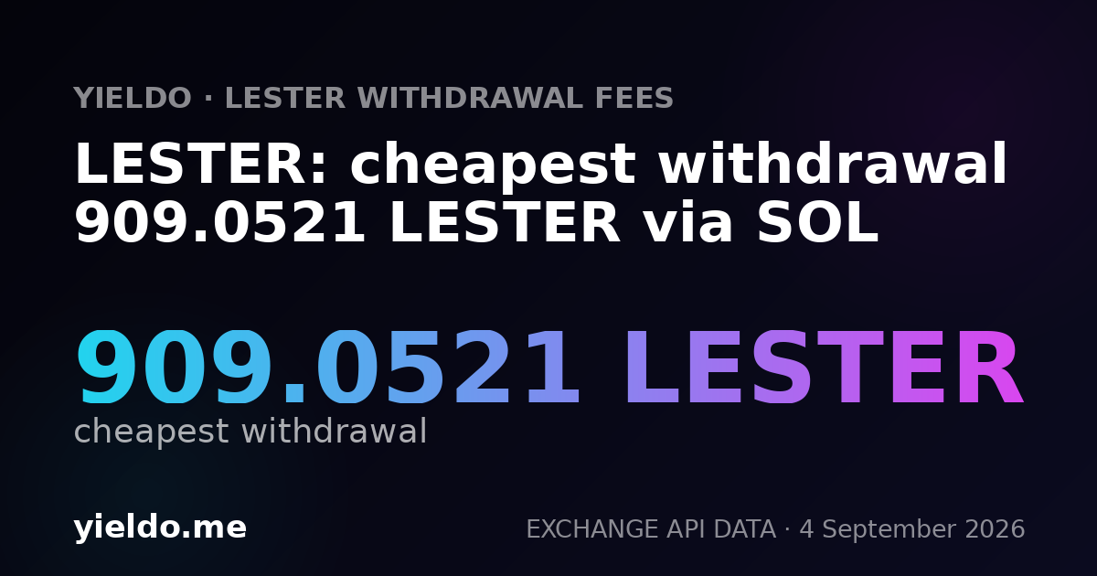 LESTER: cheapest withdrawal 909.0521 LESTER via SOL