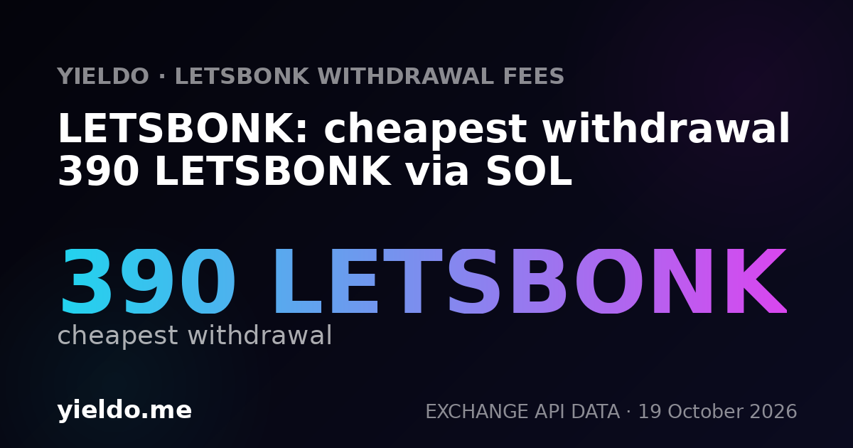LETSBONK: cheapest withdrawal 390 LETSBONK via SOL