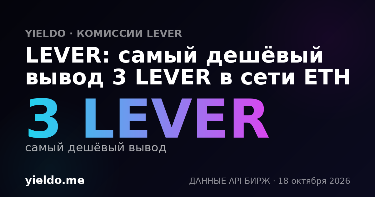 LEVER: самый дешёвый вывод 3 LEVER в сети ETH