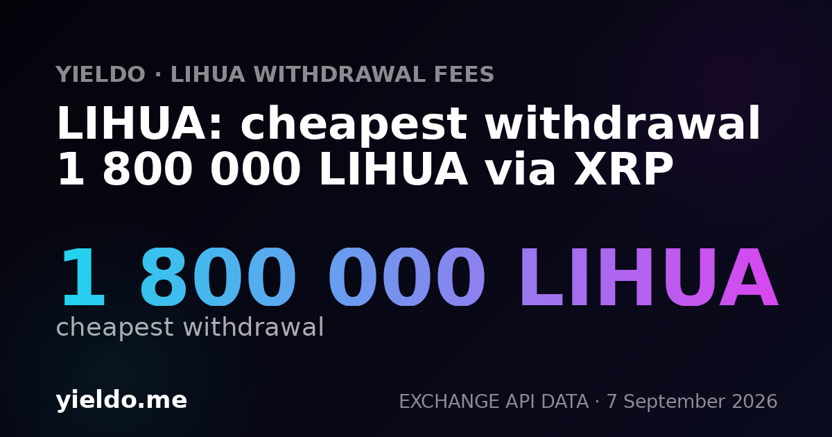 LIHUA: cheapest withdrawal 1 800 000 LIHUA via XRP