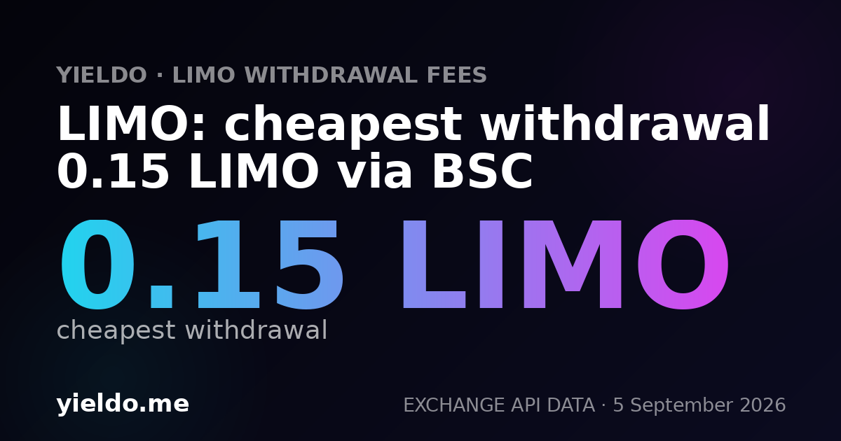 LIMO: cheapest withdrawal 0.15 LIMO via BSC