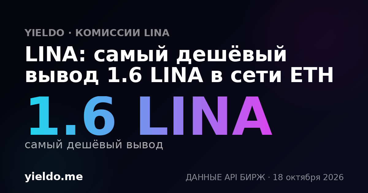 LINA: самый дешёвый вывод 1.6 LINA в сети ETH