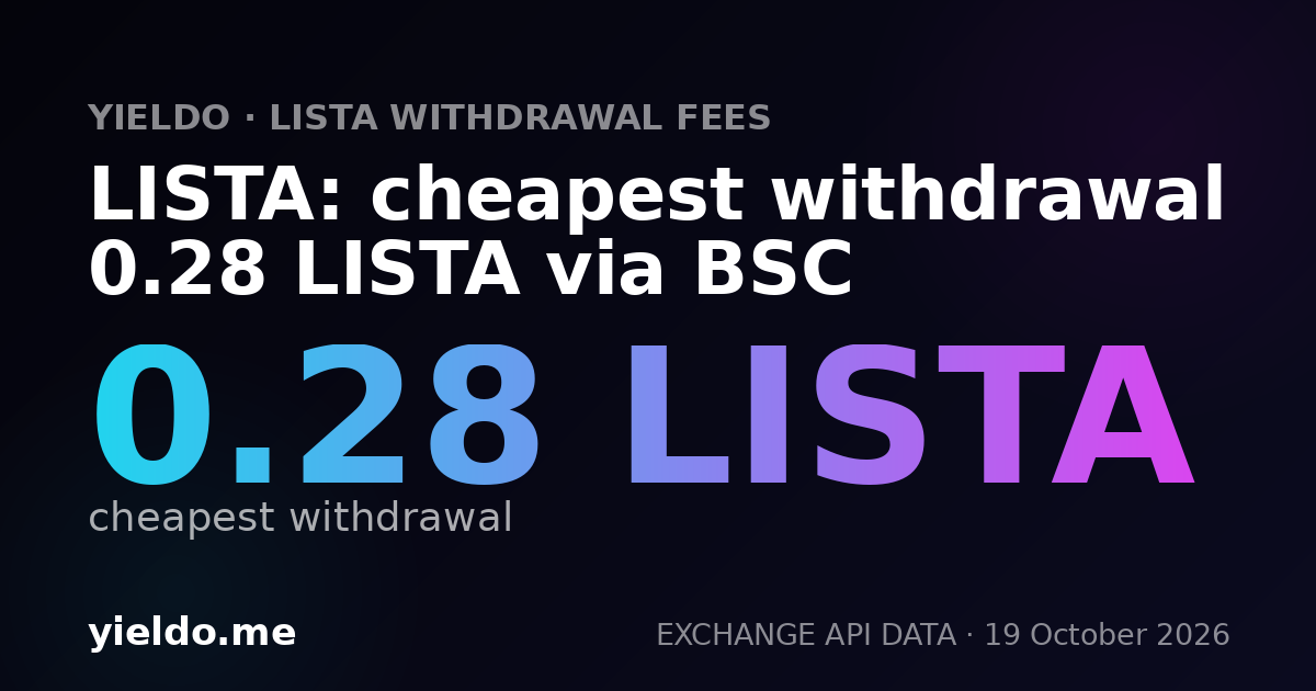 LISTA: cheapest withdrawal 0.28 LISTA via BSC