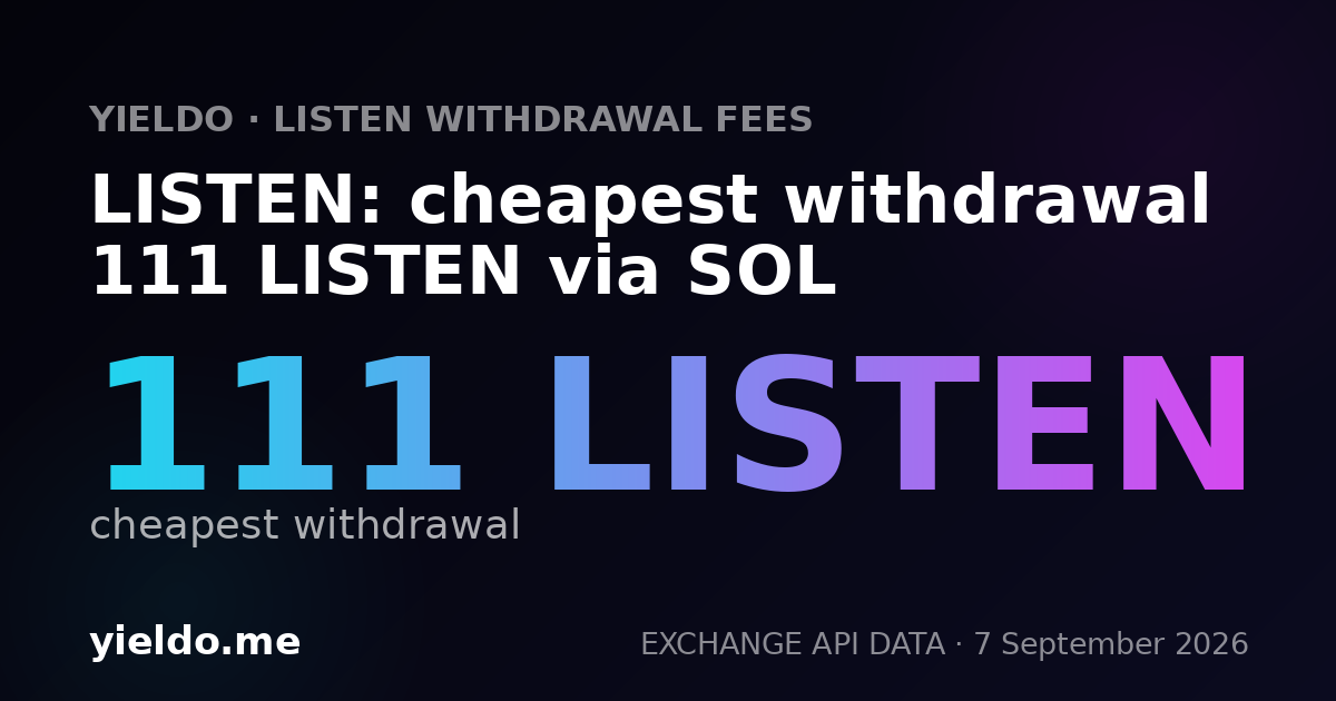 LISTEN: cheapest withdrawal 111 LISTEN via SOL