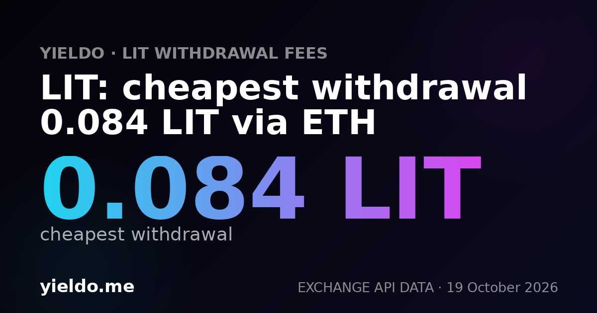 LIT: cheapest withdrawal 0.094 LIT via ETH