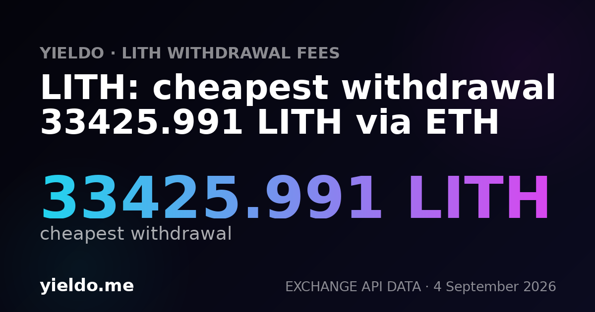LITH: cheapest withdrawal 33425.991 LITH via ETH