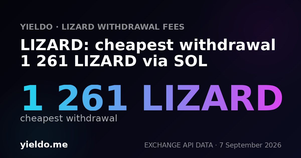 LIZARD: cheapest withdrawal 1 261 LIZARD via SOL