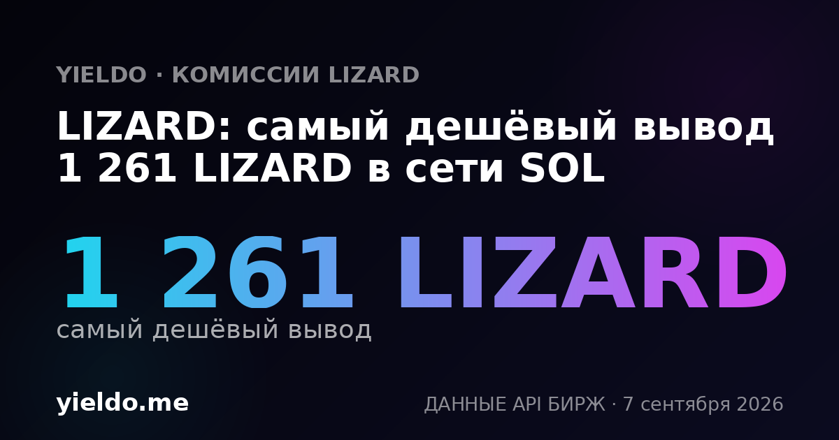 LIZARD: самый дешёвый вывод 1 261 LIZARD в сети SOL