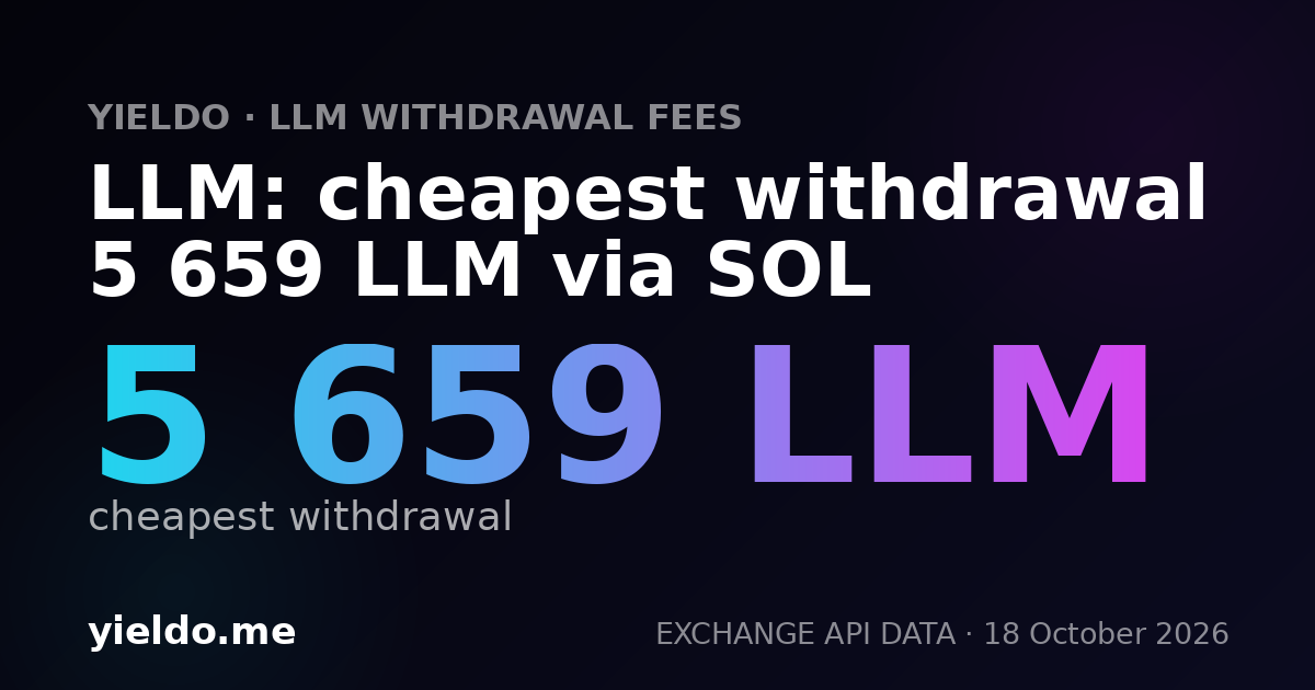 LLM: cheapest withdrawal 5 659 LLM via SOL