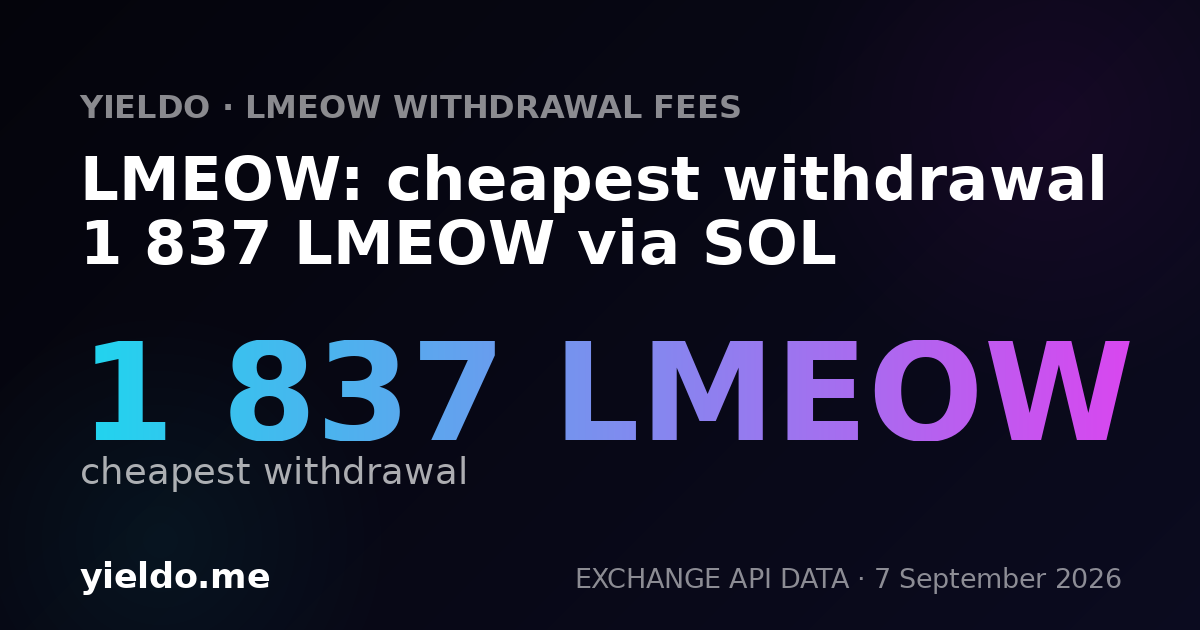 LMEOW: cheapest withdrawal 1 837 LMEOW via SOL