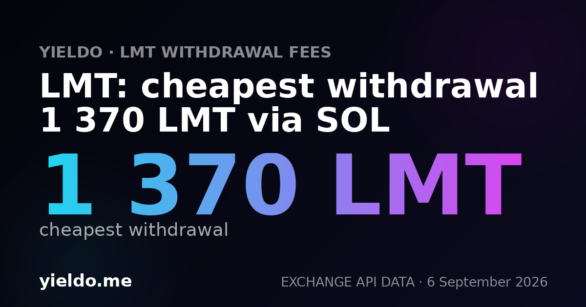 LMT: cheapest withdrawal 1 370 LMT via SOL