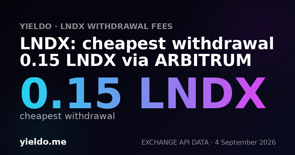 LNDX: cheapest withdrawal 0.15 LNDX via ARBITRUM