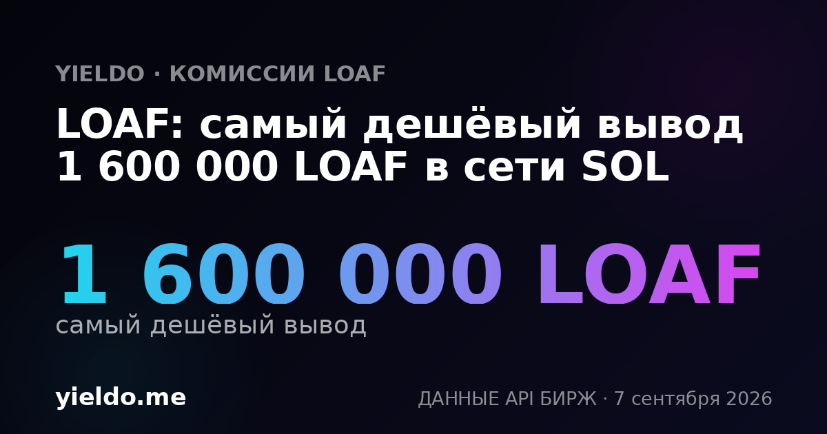 LOAF: самый дешёвый вывод 1 600 000 LOAF в сети SOL
