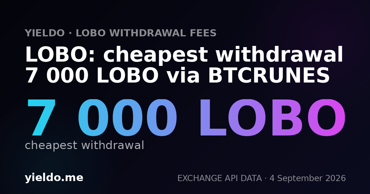 LOBO: cheapest withdrawal 7 000 LOBO via BTCRUNES