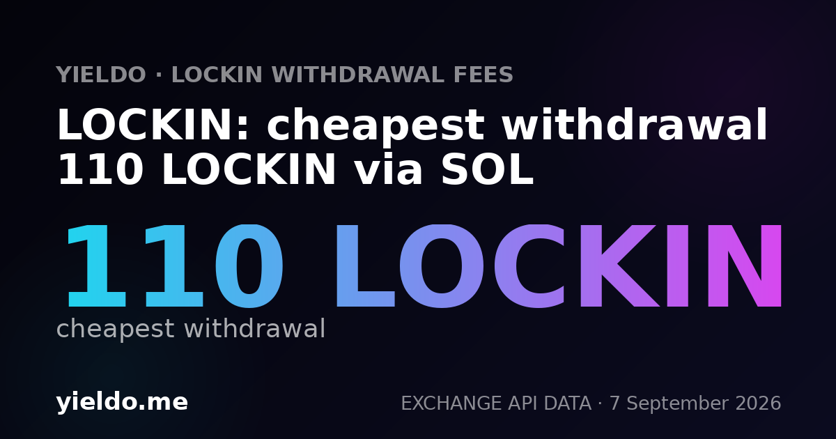 LOCKIN: cheapest withdrawal 110 LOCKIN via SOL
