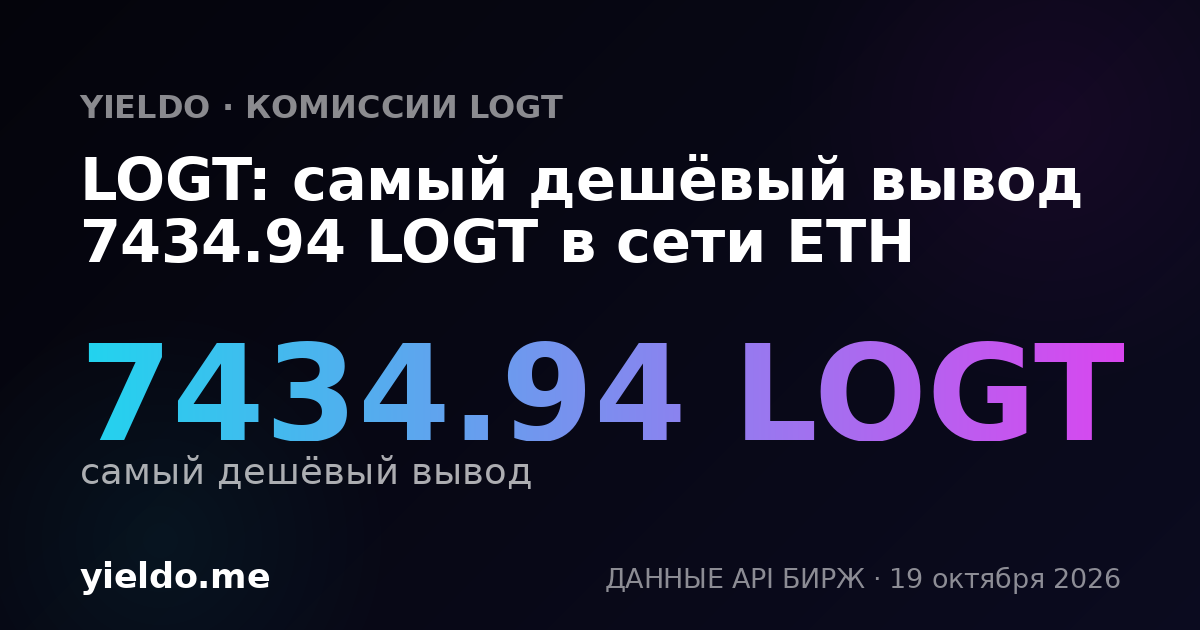 LOGT: самый дешёвый вывод 7434.94 LOGT в сети ETH