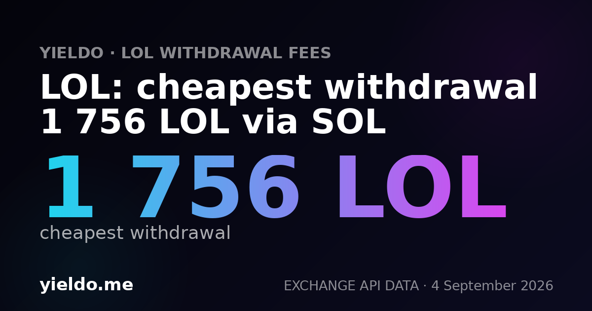 LOL: cheapest withdrawal 1 756 LOL via SOL
